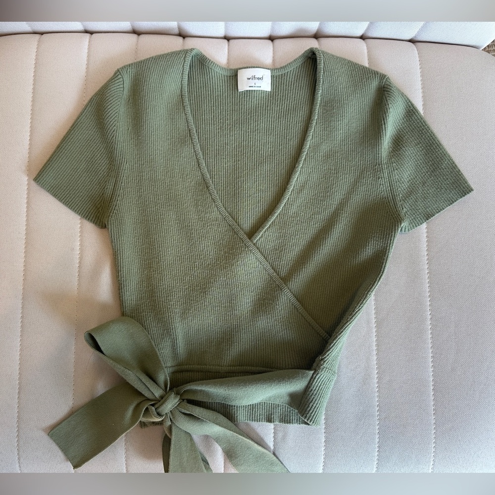 ARITZIA WILFRED Ribbed Knit Wrap Top